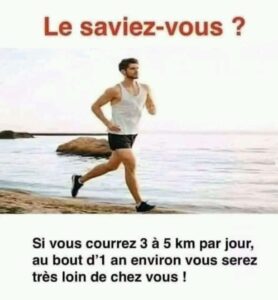 Le saviez vous? Si vous courrez 3 à 5 km par jour, au bout d'1 an environ vous serez très loin de chez vous !