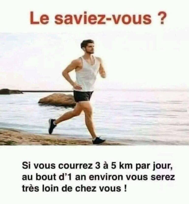 Le saviez vous? Si vous courrez 3 à 5 km par jour, au bout d'1 an environ vous serez très loin de chez vous !