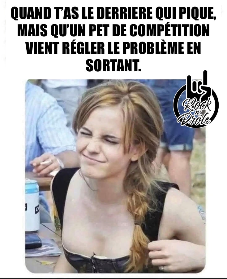 Jolie femme qui ressemble à Emma Watson. Quand t’as le derriere qui pique, mais qu’un pet de compétition vient régler le problème en sortant.