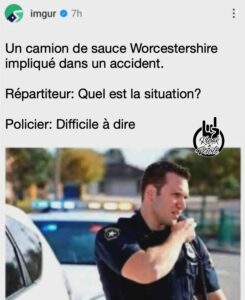 Un camion de sauce Worcestershire se renverse