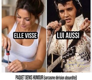 Elle visse… lui aussi Une femme visse et à côté, une photo d’Elvis
