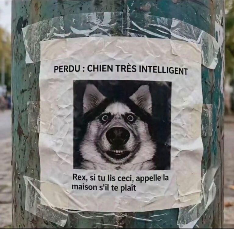PERDU : CHIEN TRÈS INTELLIGENT. Rex, si tu lis ceci, appelle la maison s'il te plaît