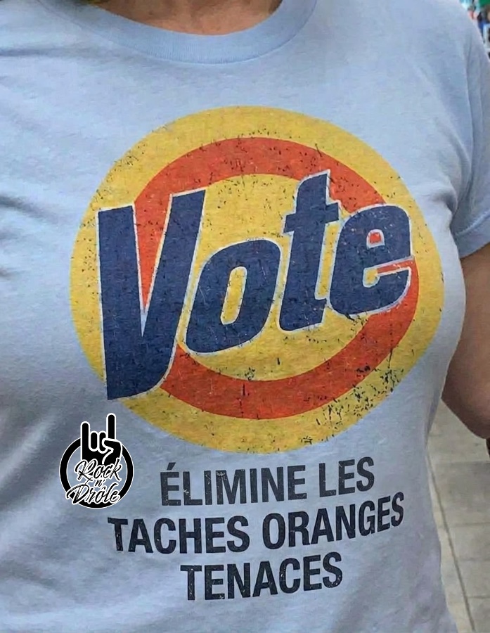 Imite le logo du détergent à linge Tide: Vote: élimine les taches orange tenaces
