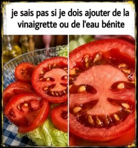 Les tomates semblent avoir un regard diabolique: je sais pas si je dois ajouter de la vinaigrette ou de l'eau bénite